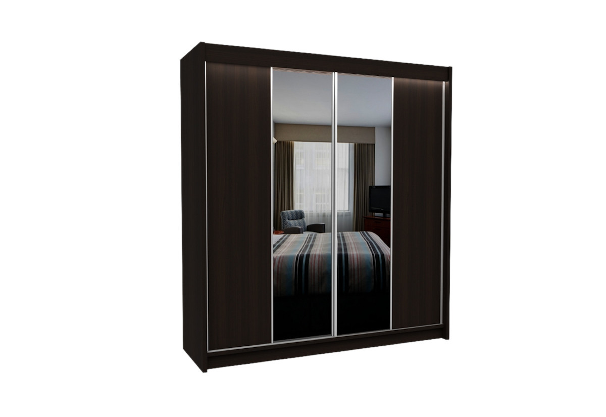 Expedo Skriňa s posuvnými devermi a zrkadlom TOMASO, 200x216x61, wenge
