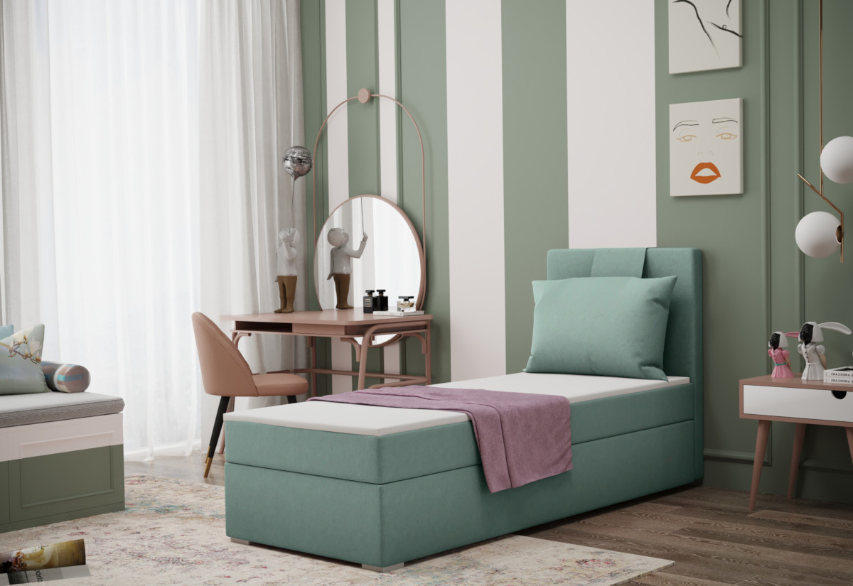 Expedo Čalúnená posteľ boxspring MIRANDA + topper, 90x200, soro 34, pravá