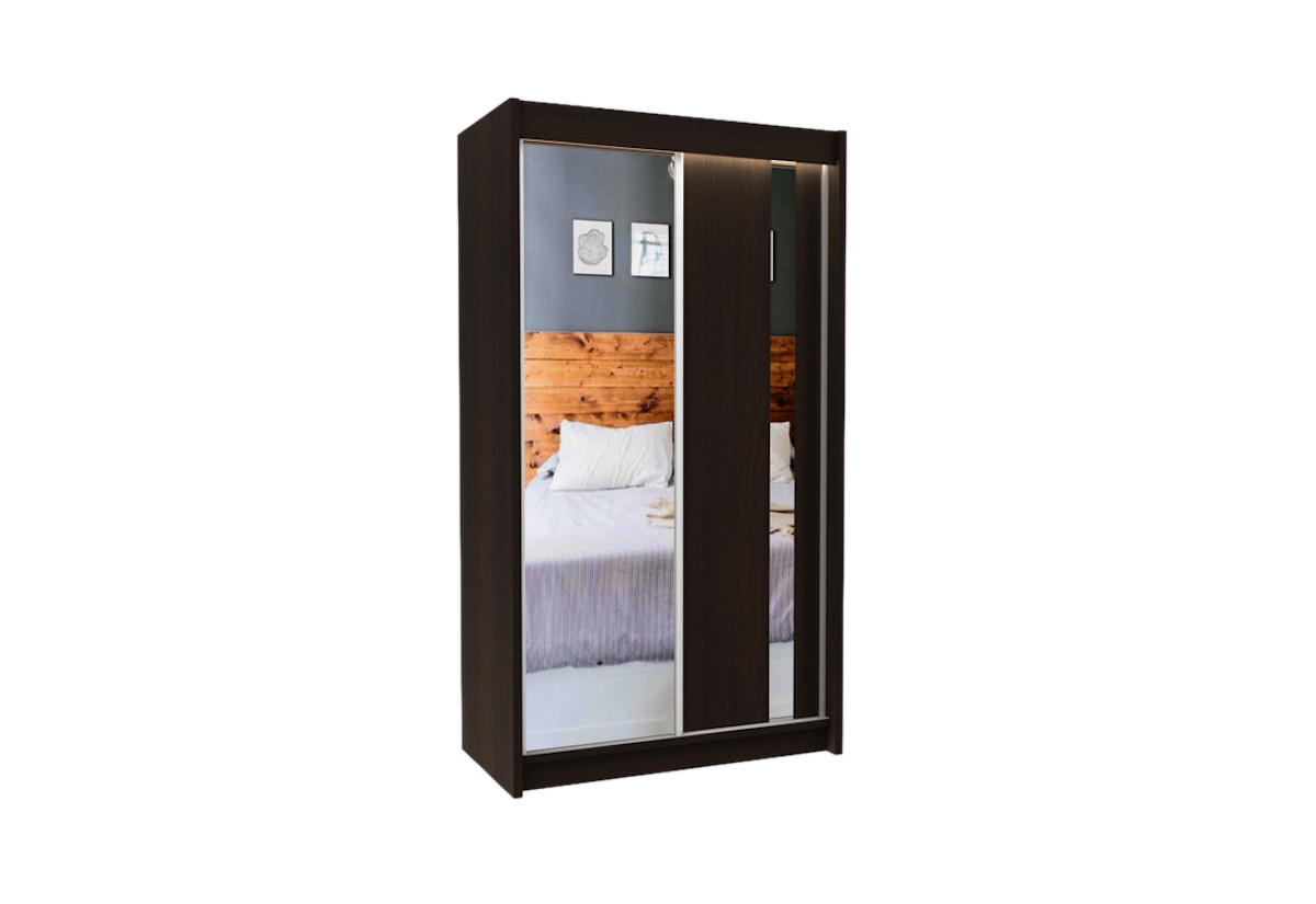 Expedo Skriňa s posuvnými dverami a zrkadlom GAJA, 120x216x61, wenge
