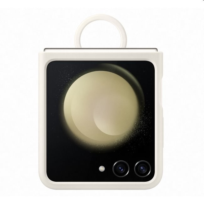 Puzdro Silicone Cover s držiakom na prst pre Samsung Galaxy Z Flip5, cream EF-PF731TUEGWW