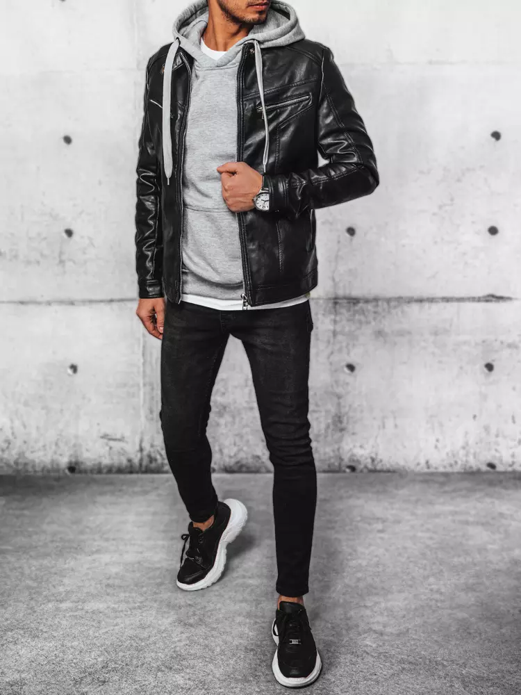 Men's Black Leather Jacket Dstreet