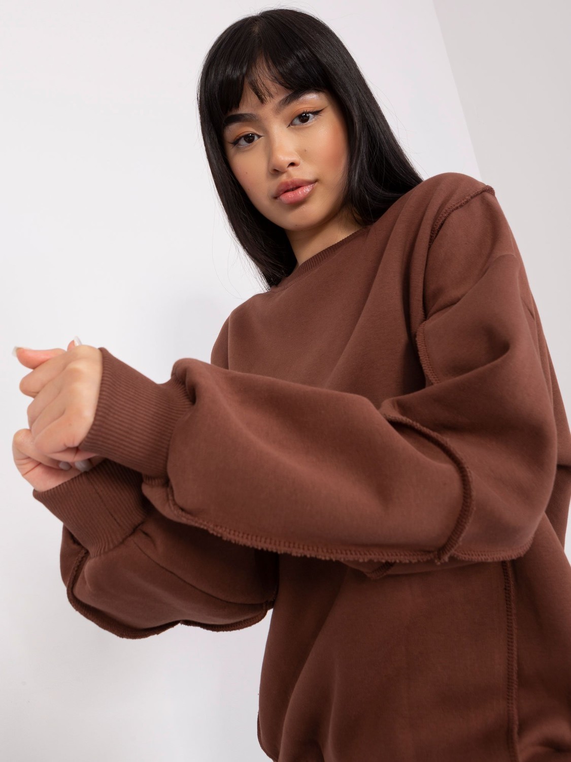 Brown hoodie with stitching