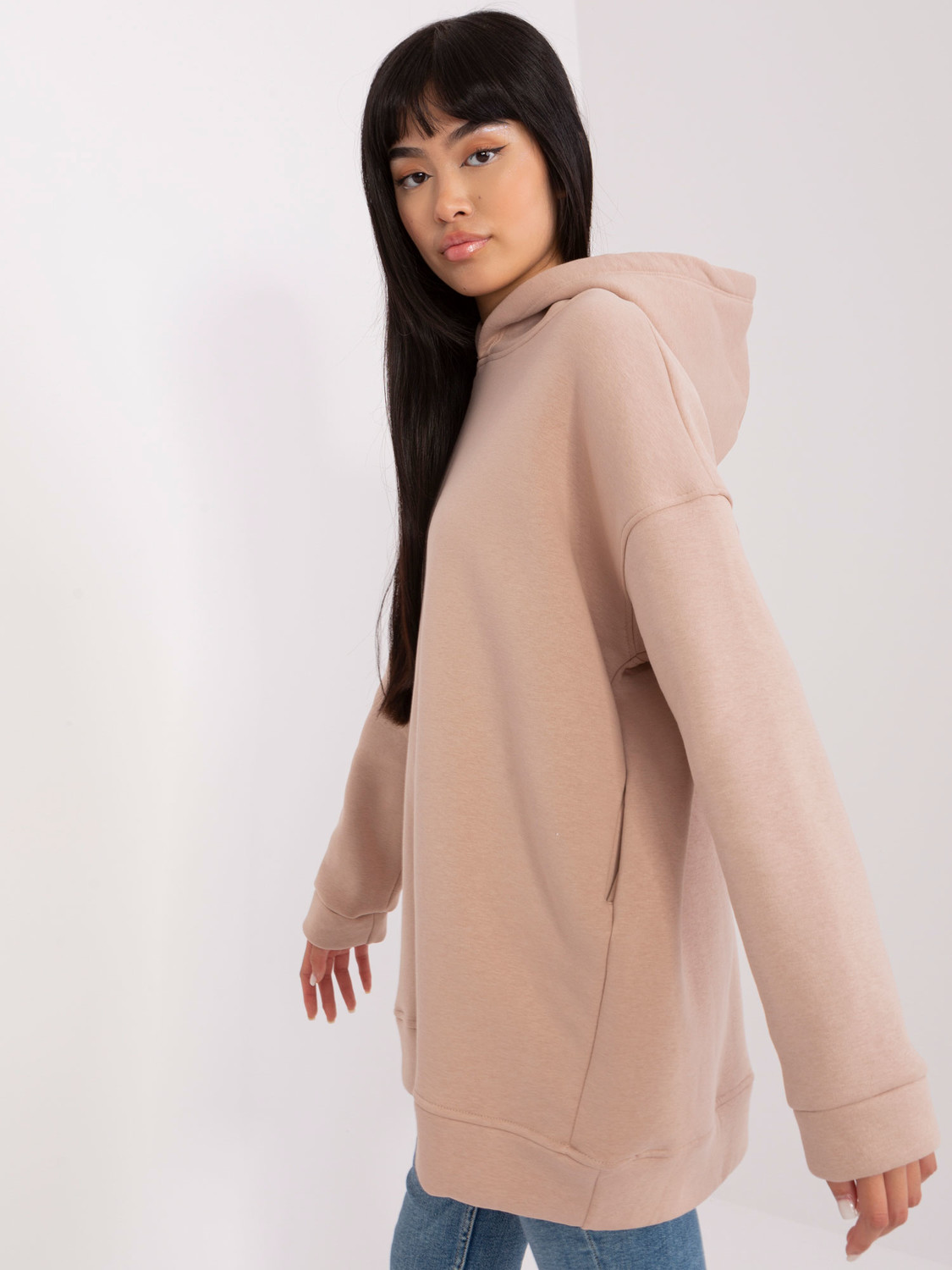 Dark beige basic oversize sweatshirt