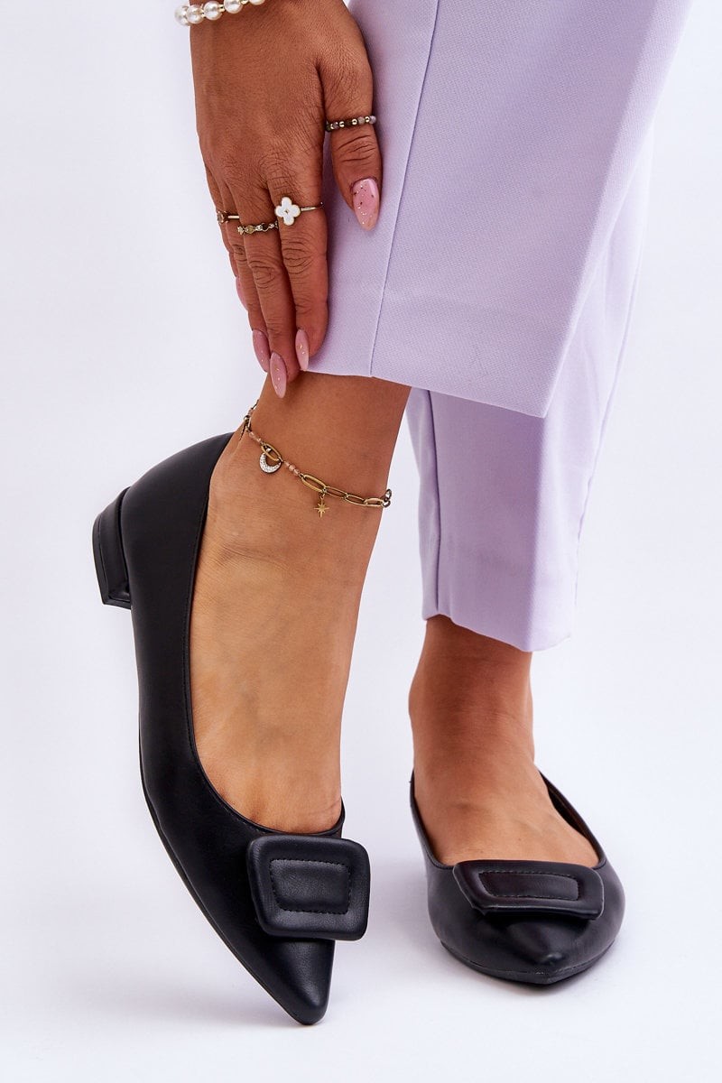 Classic ballerinas with decoration of black Rivea