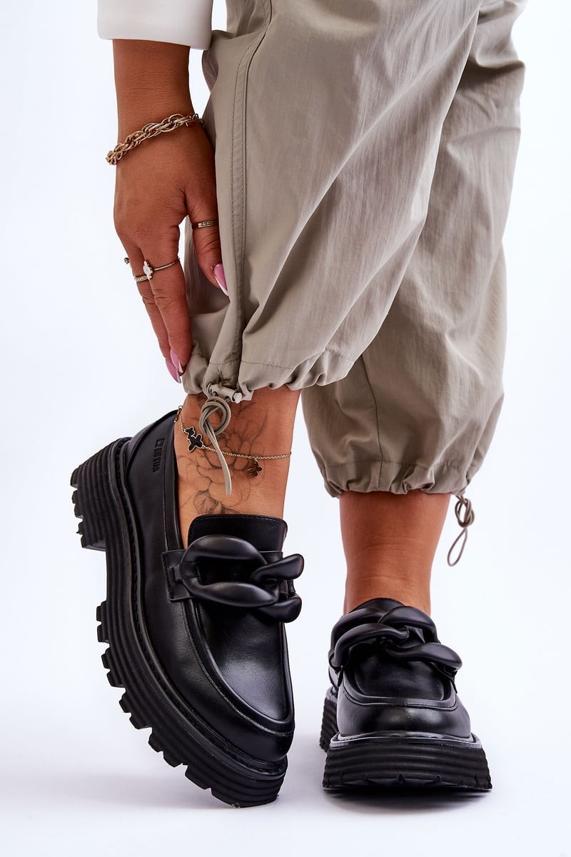 Leather Moccasin Shoes Big Star LL274580 Black