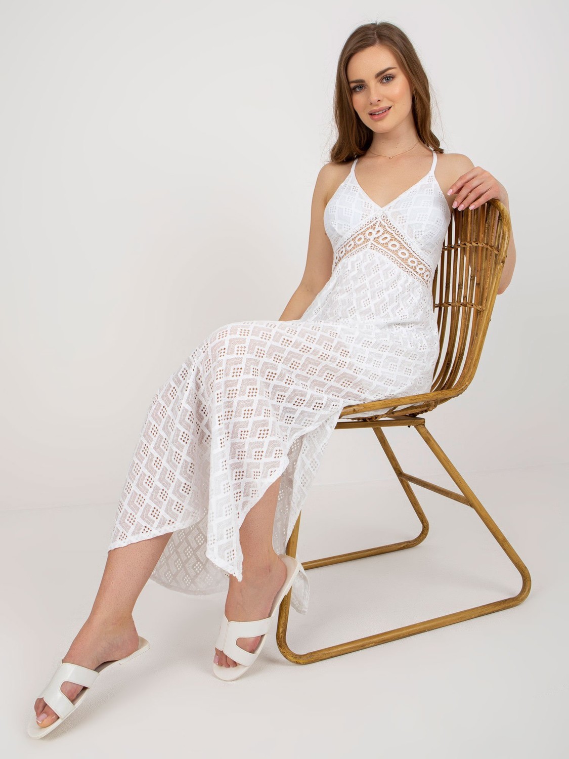 White openwork dress with OCH BELLA binding