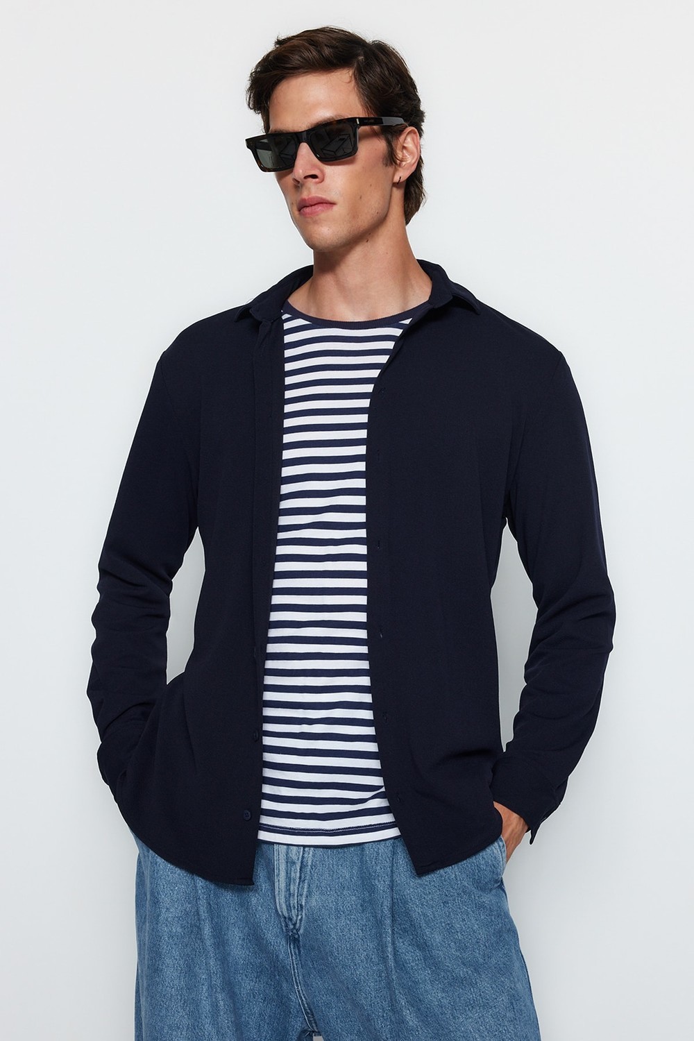 Trendyol Shirt - Dark blue - Slim fit