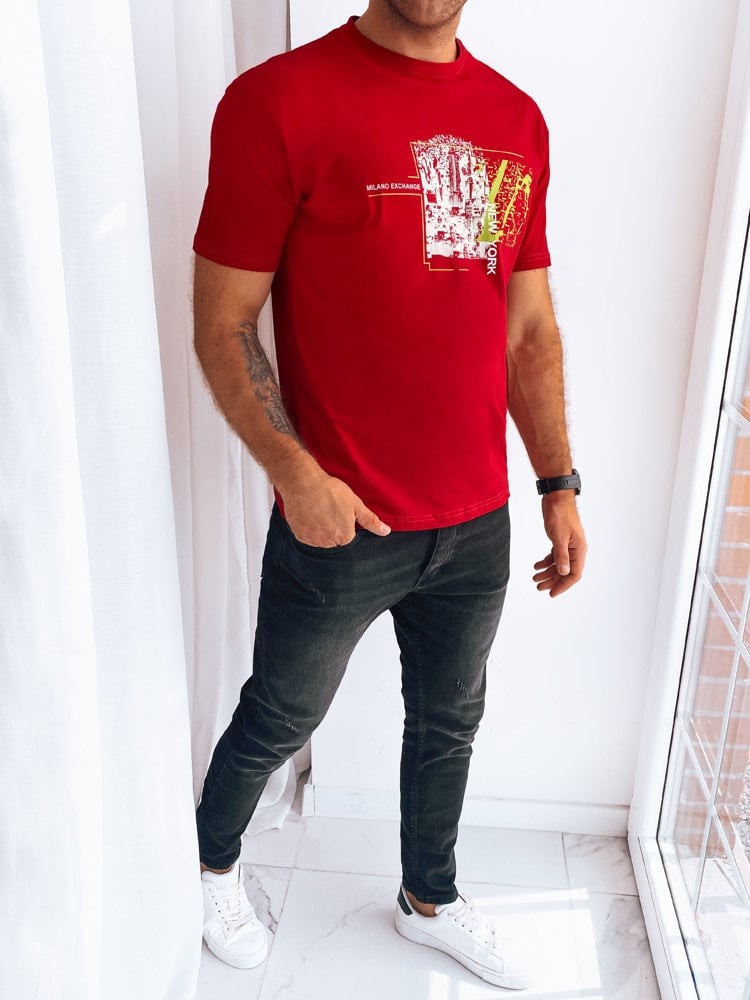 Red men's T-shirt with Dstreet print