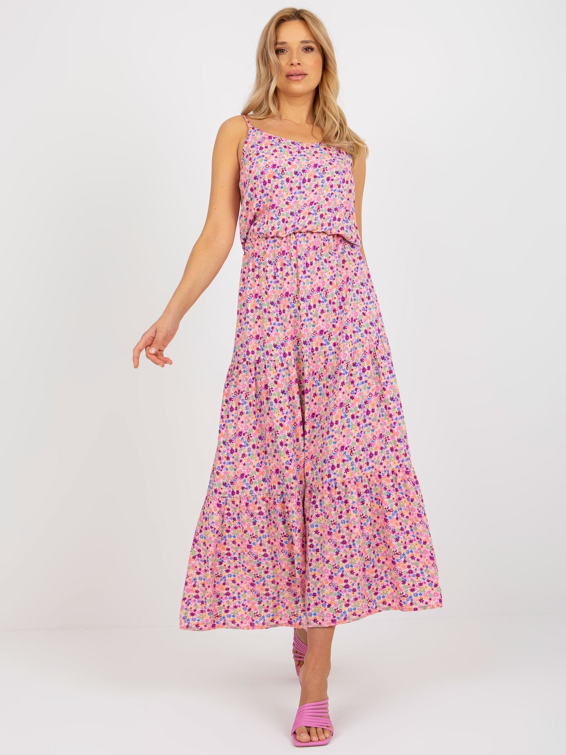 Pink maxi dress with flowers on hangers SUBLEVEL