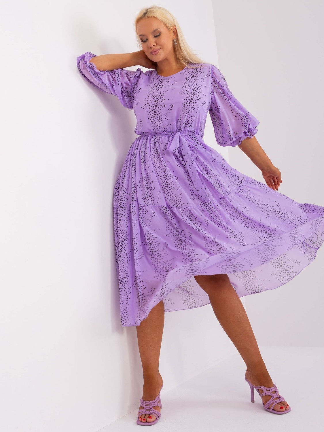Light purple dress plus size with print