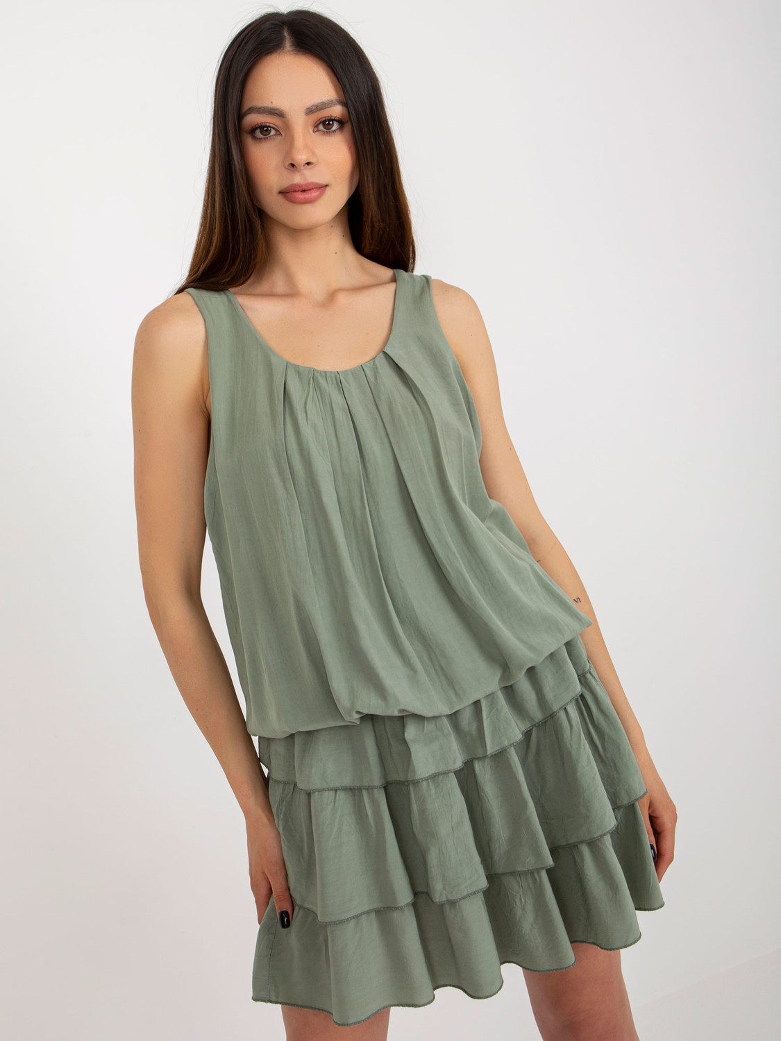 Khaki minidress with ruffles OCH BELLA