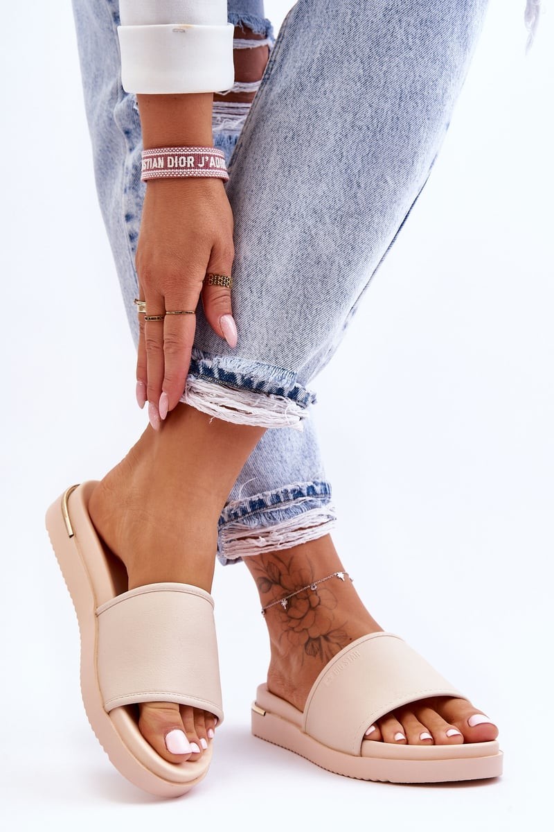 Women's Slippers on Big Star LL274933 Platform Beige