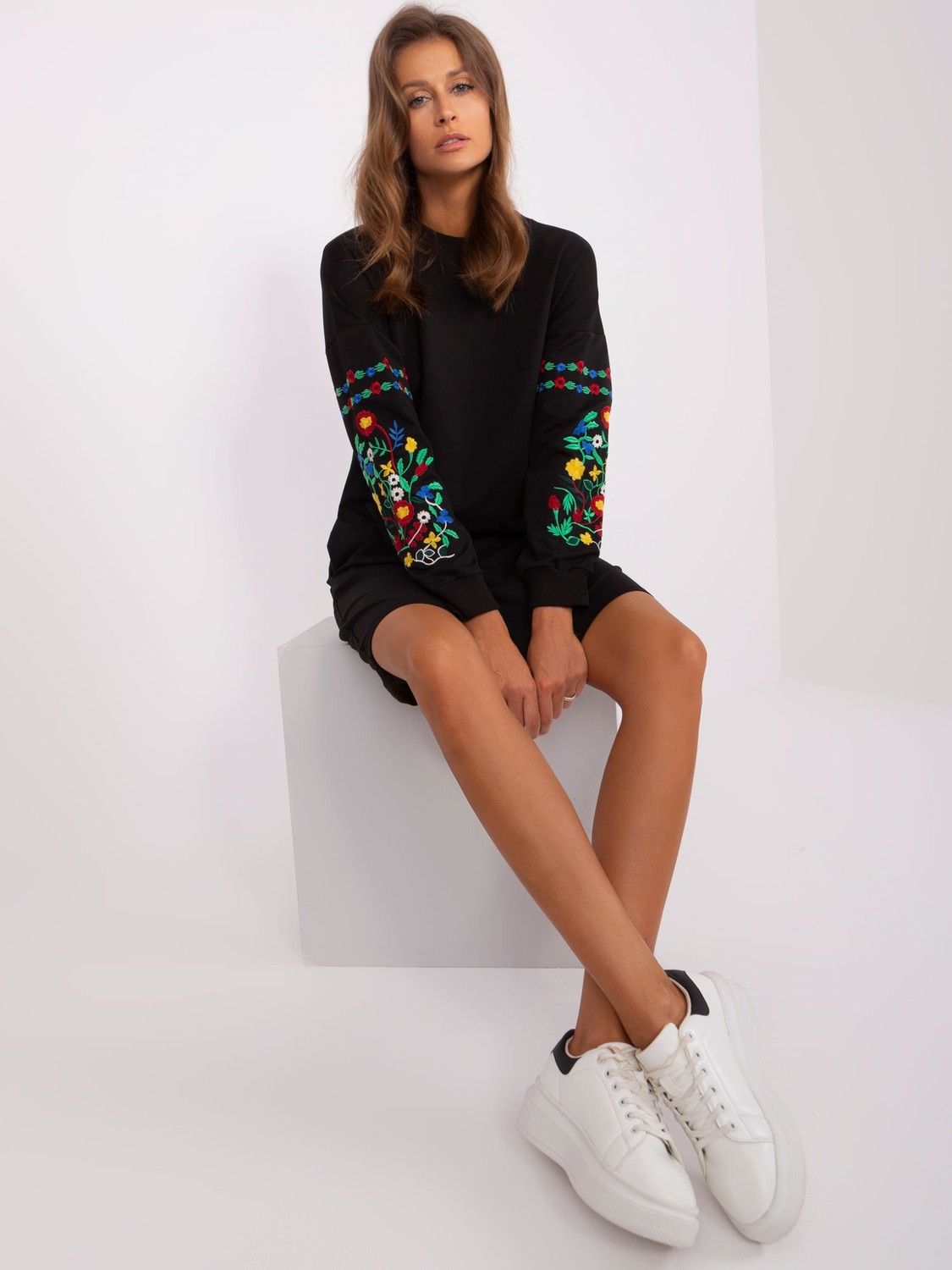 Black tracksuit dress RUE PARIS with pockets