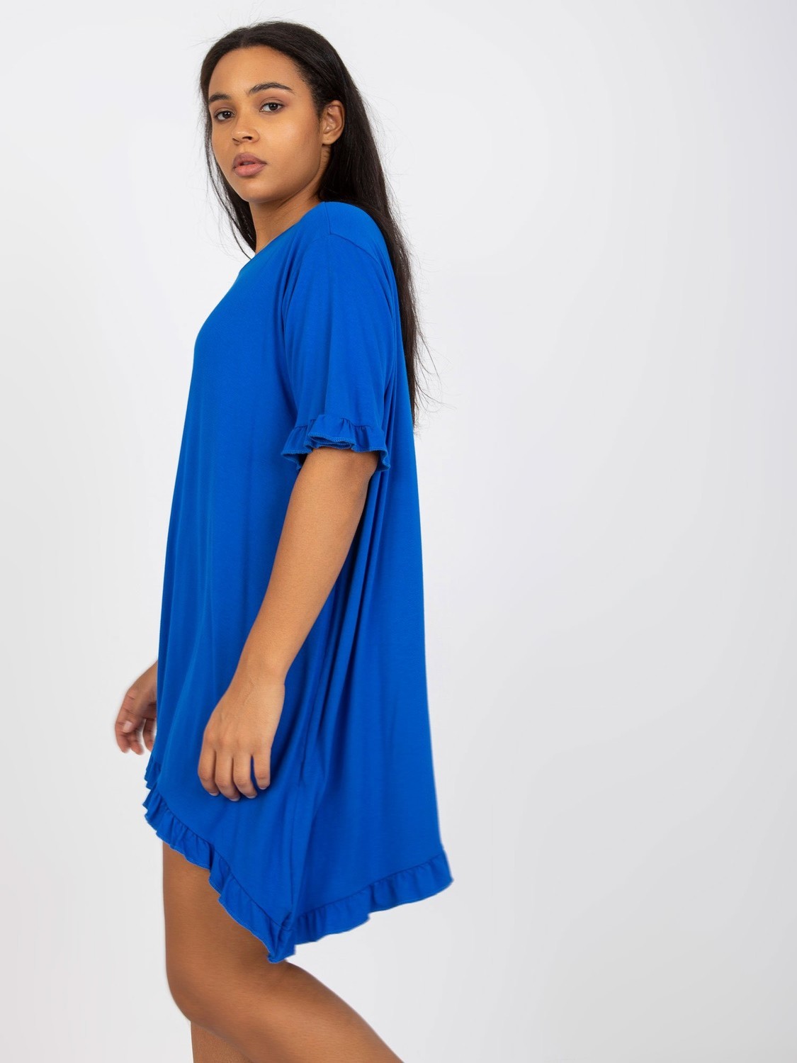 Dark blue oversized ruffle minidress