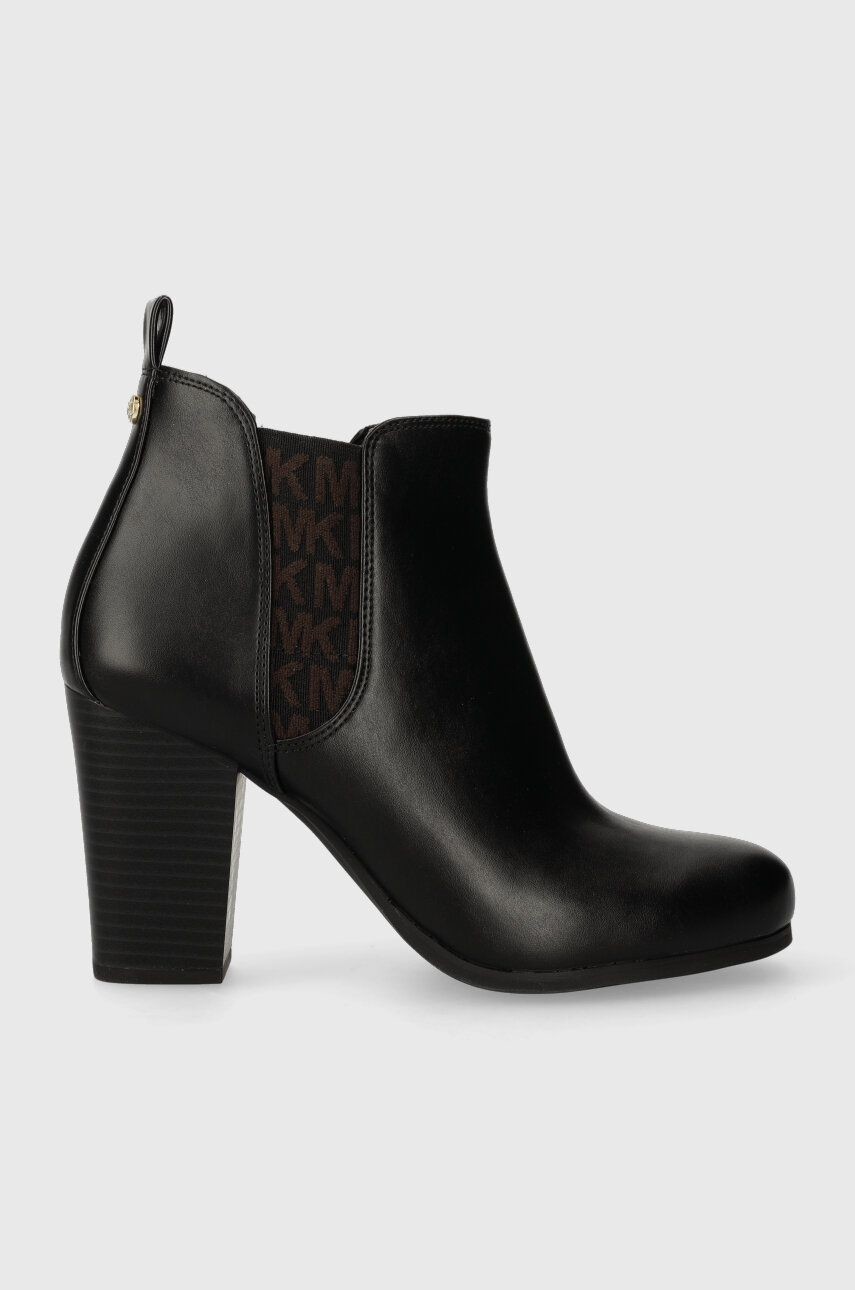 Topánky chelsea MICHAEL Michael Kors Evaline dámske, čierna farba, na podpätku, 40F3EVHEGL