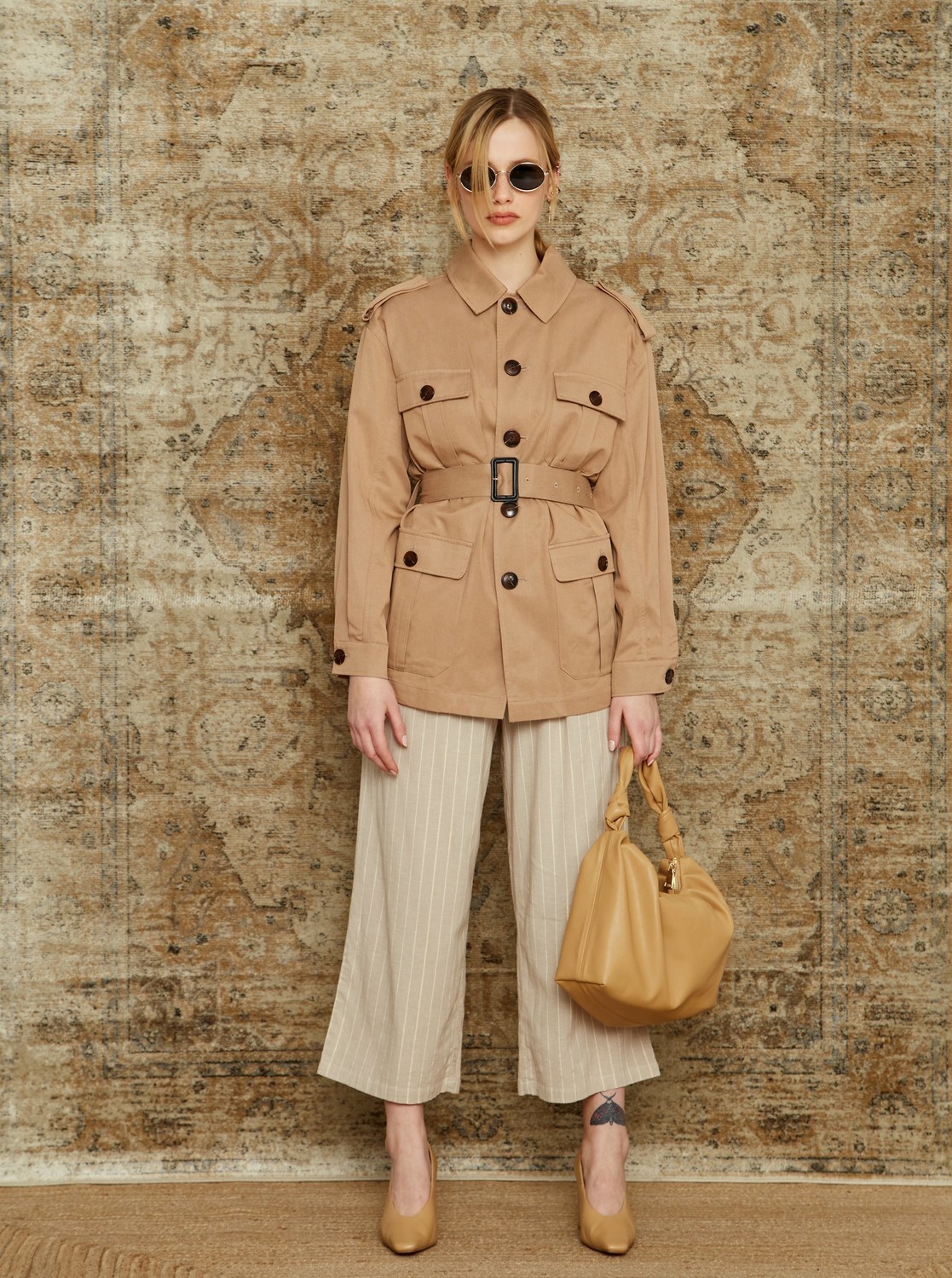 Béžové pruhované culottes ZOOT Anika