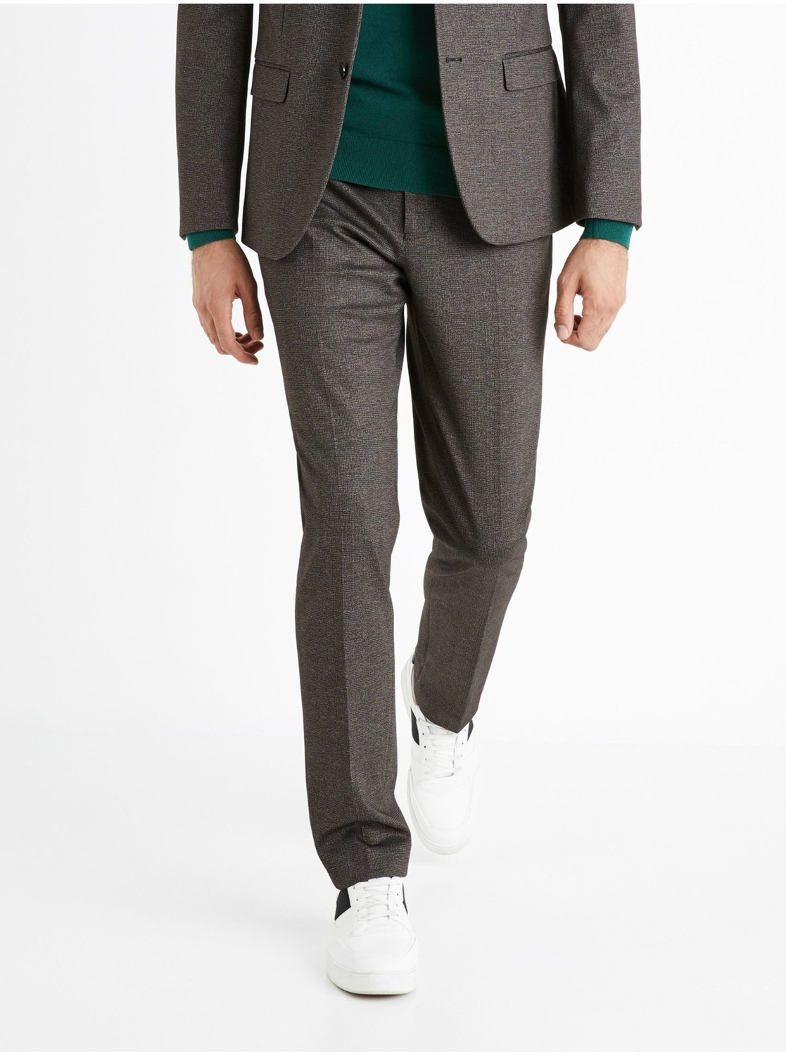 Šedé pánske oblekové slim fit nohavice Celio Comaglia