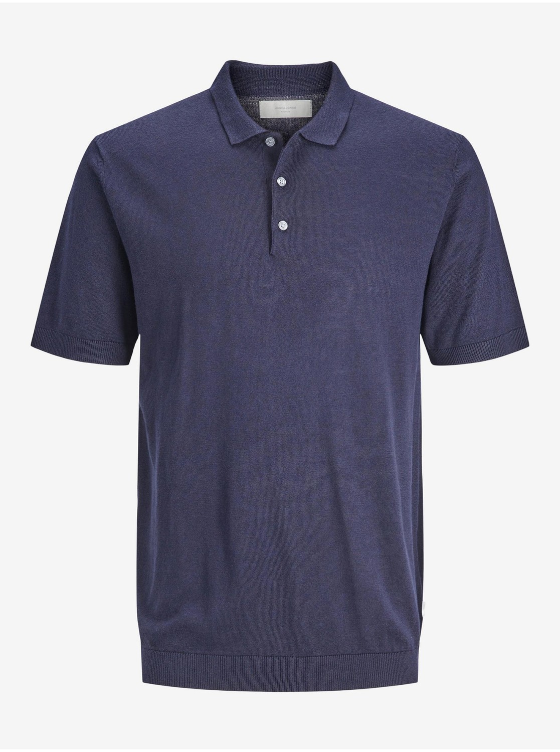 Tmavomodré pánske úpletové polo tričko s prímesou ľanu Jack & Jones Igor