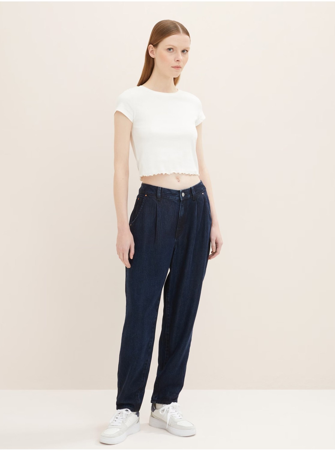 Tmavomodré dámske mom džínsy Tom Tailor Denim
