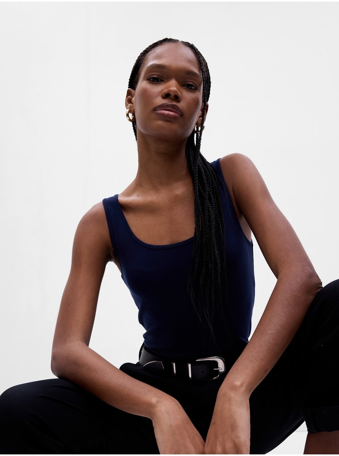 Tmavomodré dámske basic tielko GAP