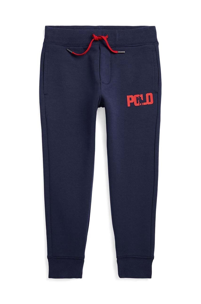 Detské tepláky Polo Ralph Lauren tmavomodrá farba, vzorované