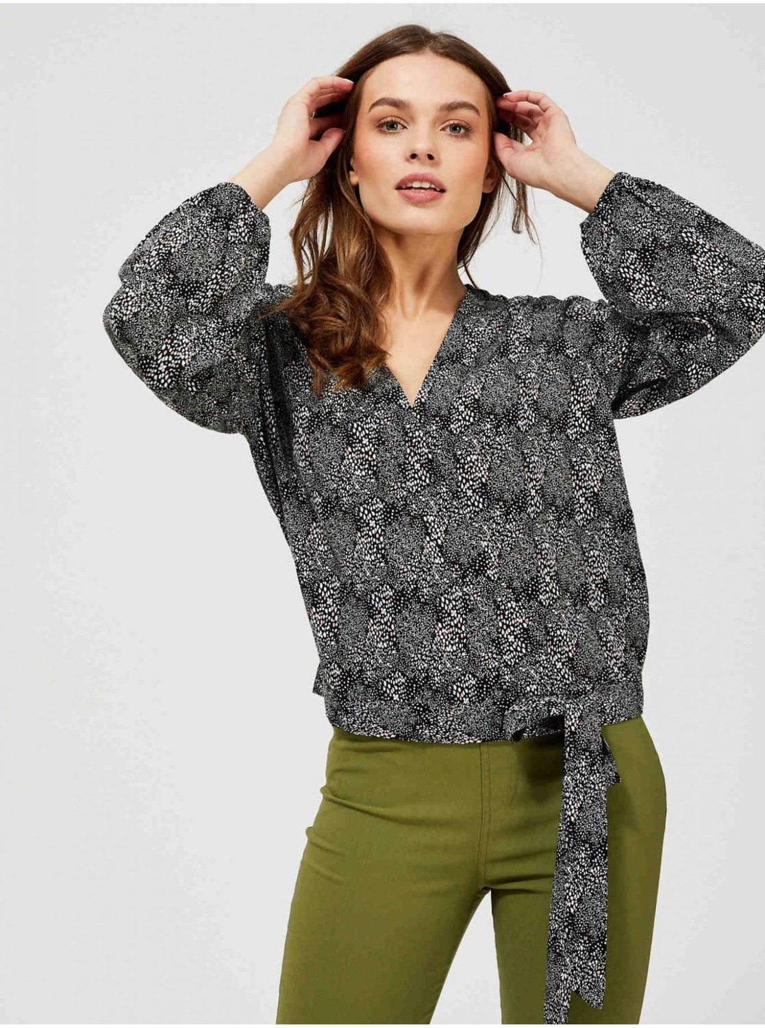 Moodo košeľa s mašlí s drobným vzorom