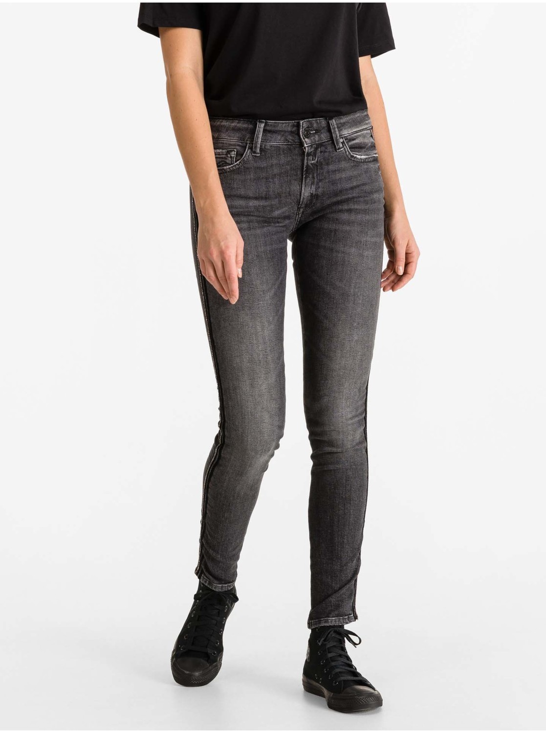 Skinny fit pre ženy Replay - sivá
