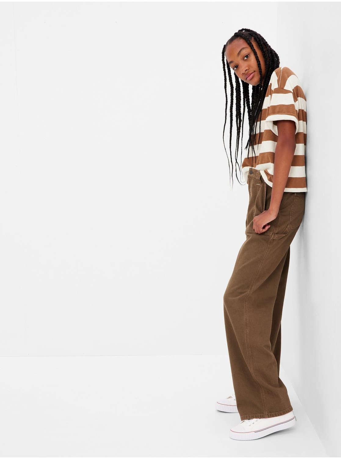 Tmavohnedé dievčenské nohavice GAP