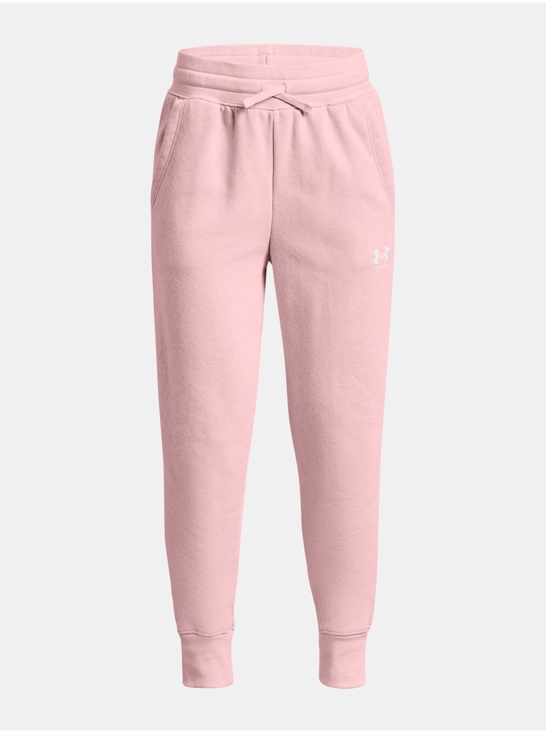 Svetloružové dievčenské športové tepláky Under Armour Rival Fleece LU