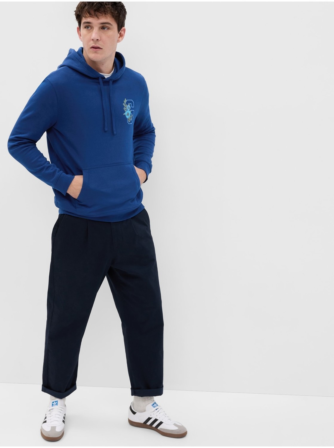 Tmavomodrá pánska mikina GAP vintage soft floral