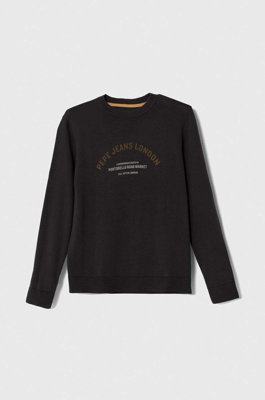 Detský bavlnený sveter Pepe Jeans šedá farba, tenký