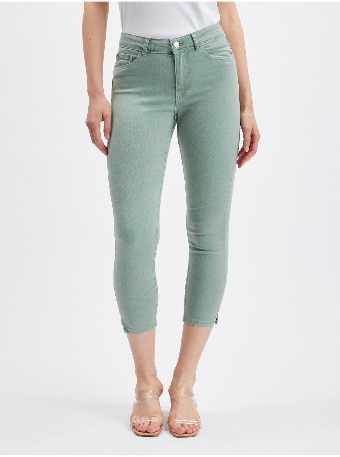 Svetlo zelené dámske skinny fit džínsy ORSAY