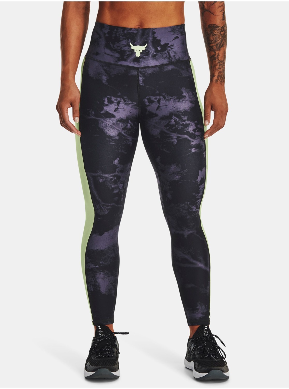 Čierno-fialové legíny Under Armour UA Pjt Rck HG Ankle Lg Print