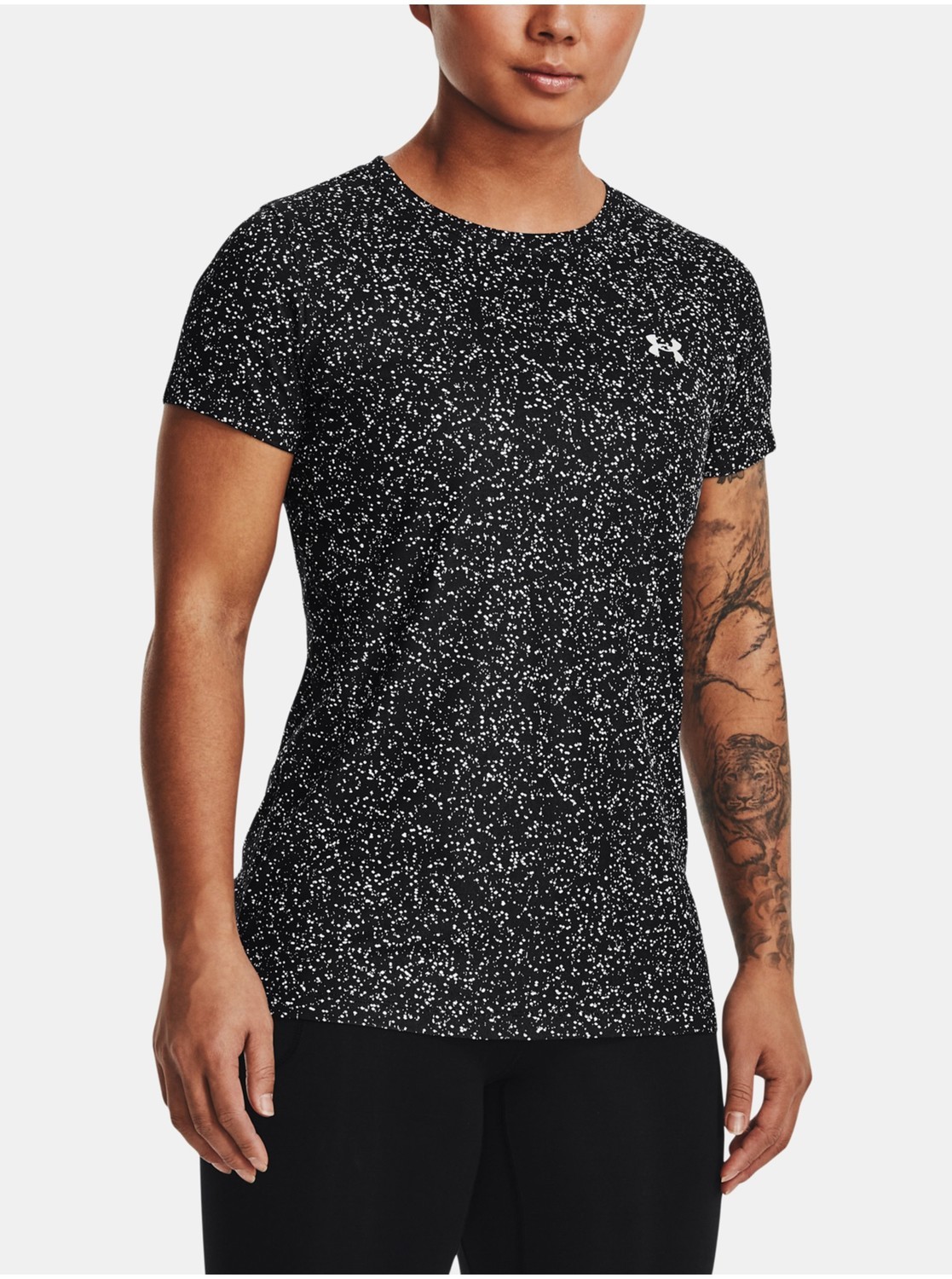 Čierne dámske vzorované športové tričko Under Armour Tech Nova