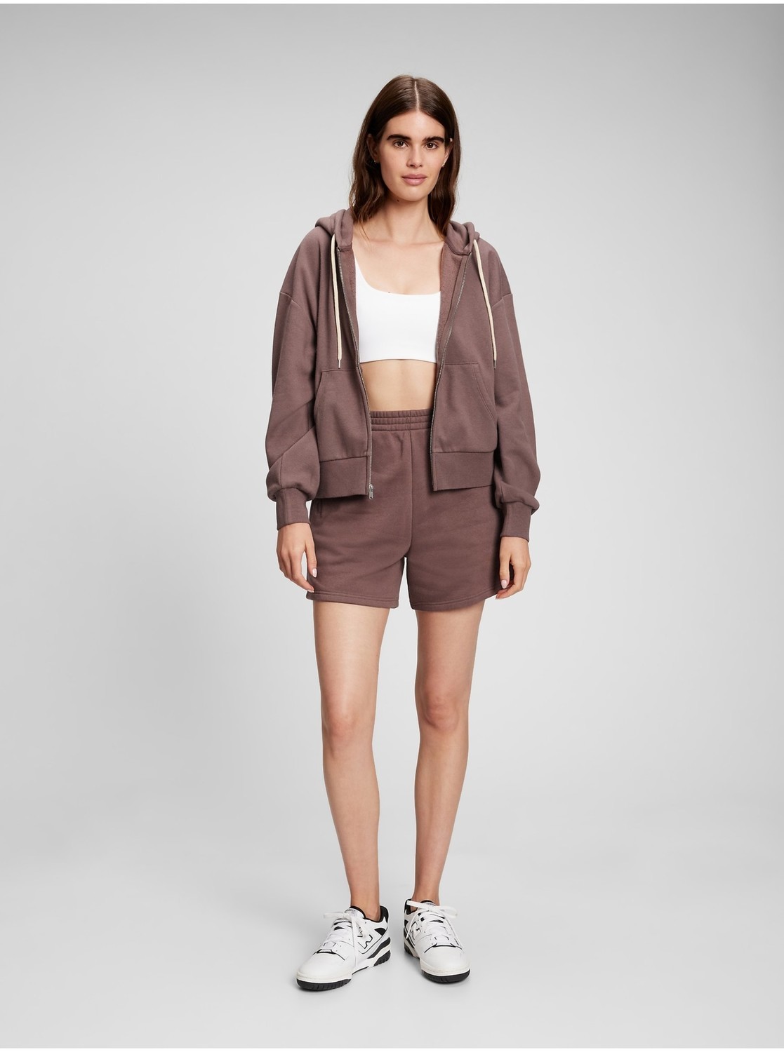 Hnedá dámska mikina na zips s kapucňou GAP