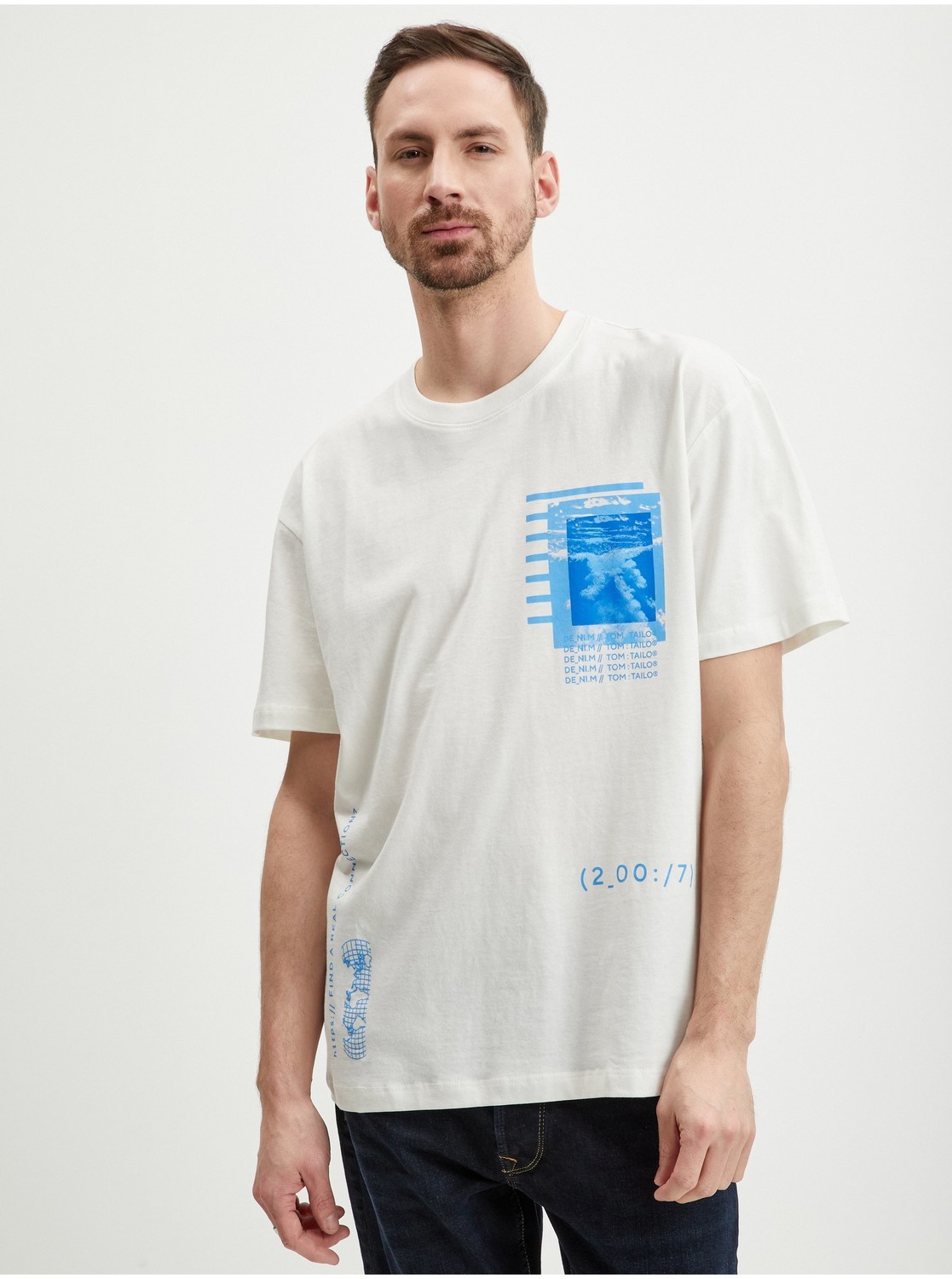 Tričká s krátkym rukávom pre mužov Tom Tailor Denim - biela, modrá