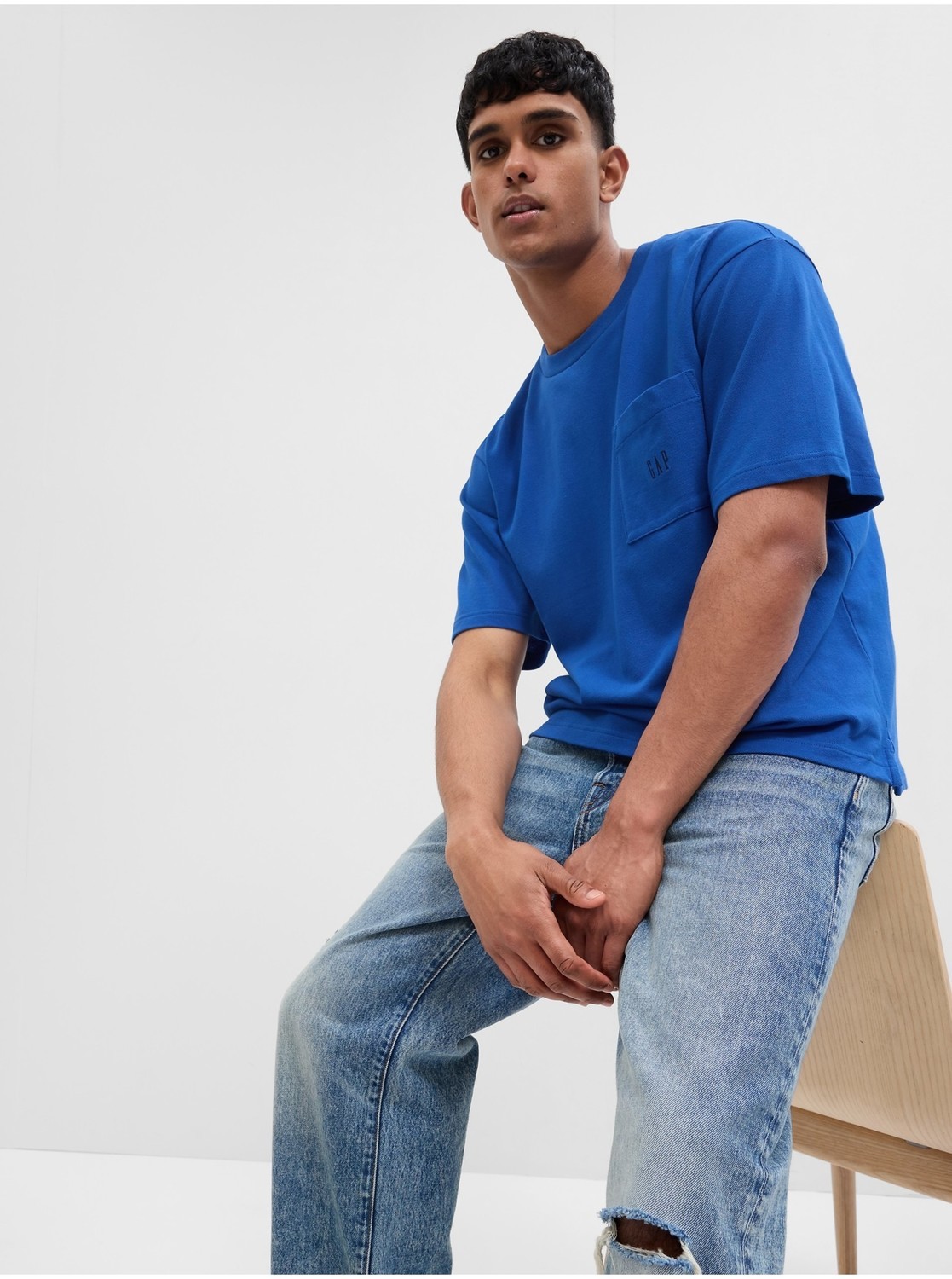 Modré pánske oversize tričko GAP