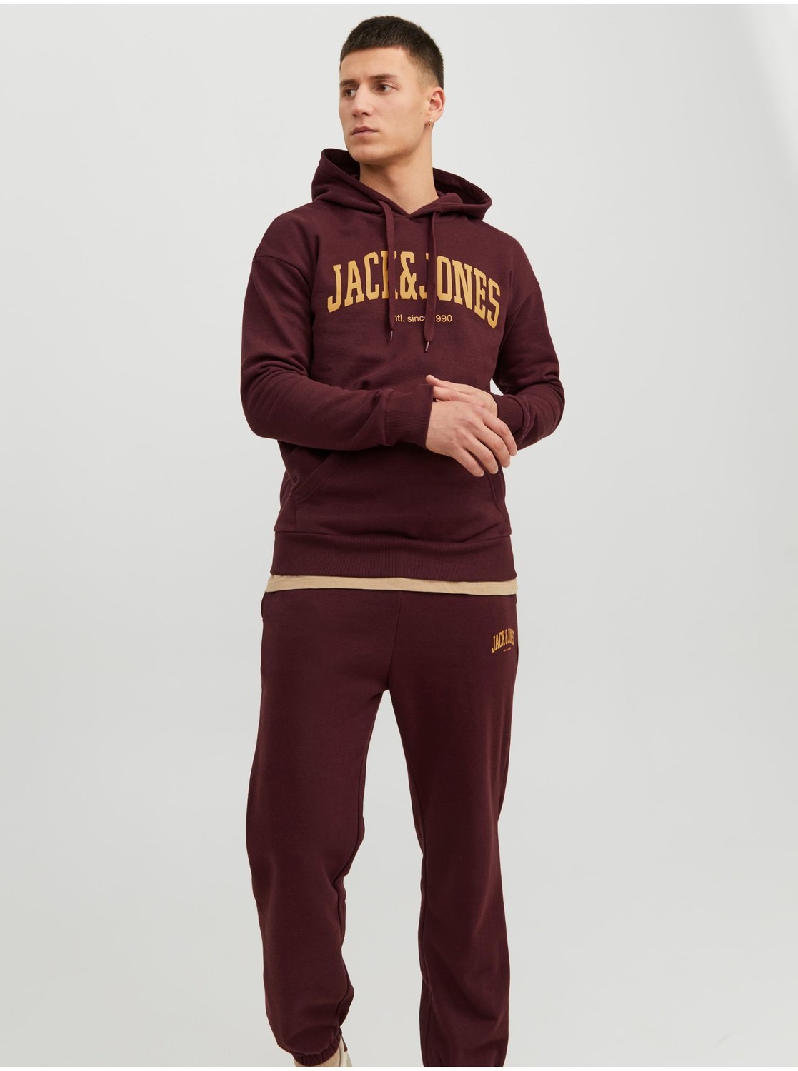 Vínová pánska mikina s kapucňou Jack & Jones Josh