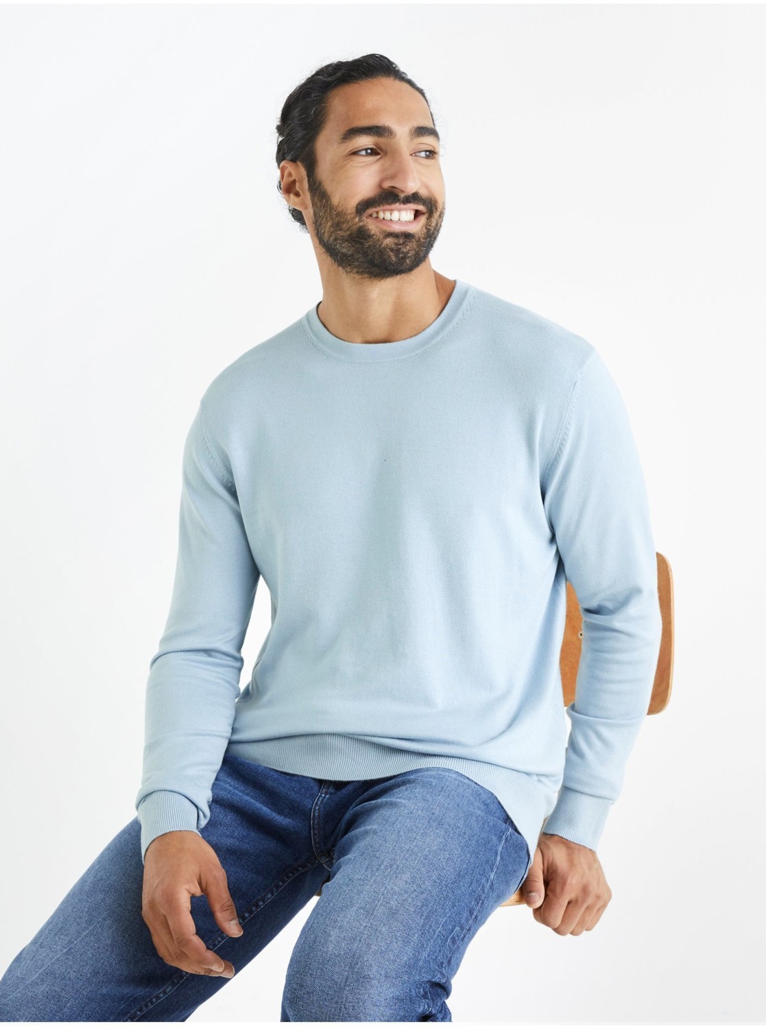 Svetre a Mikiny pre mužov Celio - svetlomodrá