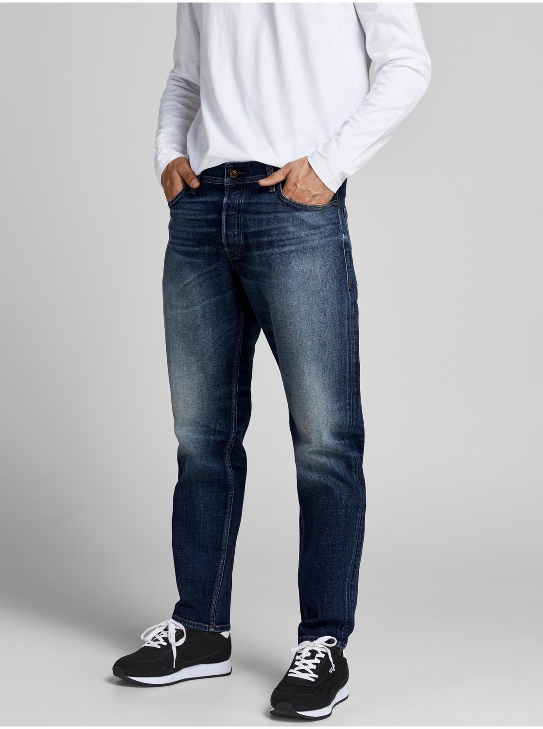 Tmavomodré pánske straight fit rifle Jack & Jones Mike
