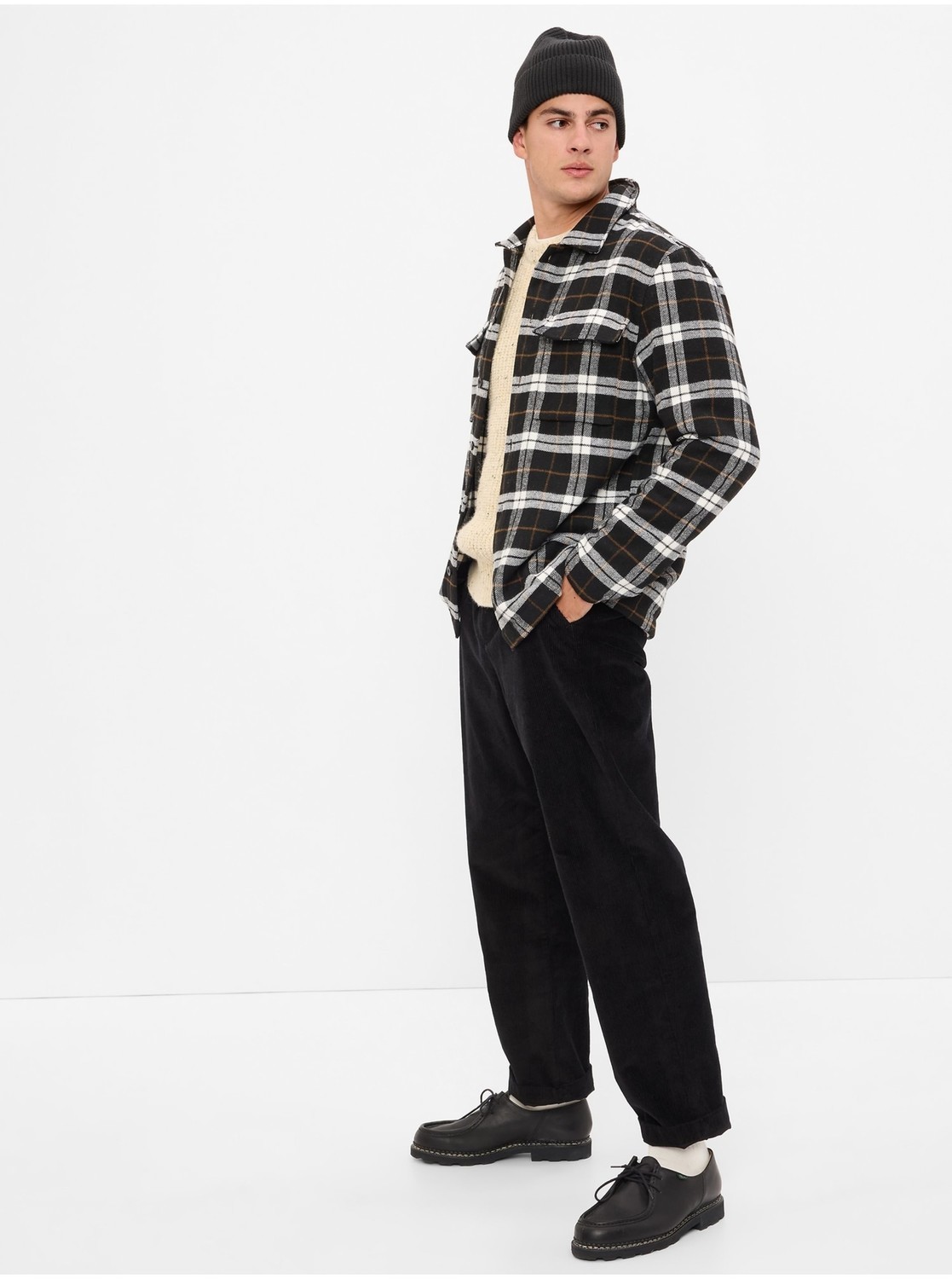 Černá pánská kostkovaná košile GAP