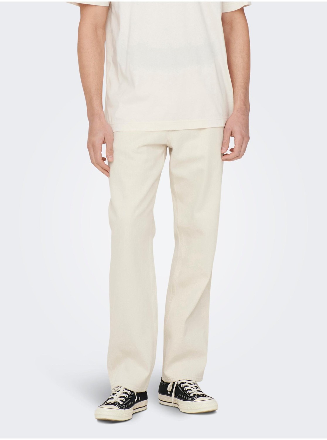 Krémové pánske straight fit džínsy ONLY & SONS Edge
