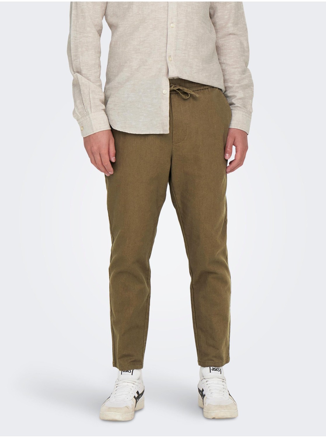 Hnedé pánske nohavice s prímesou ONLY & SONS Linus