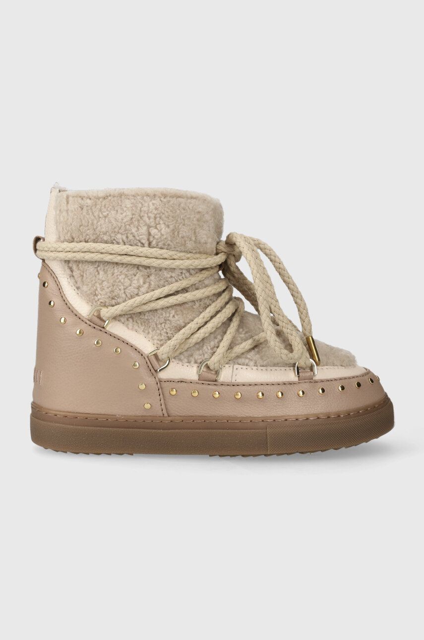 Kožené snehule Inuikii Curly Rock Wedge béžová farba, 75103-076