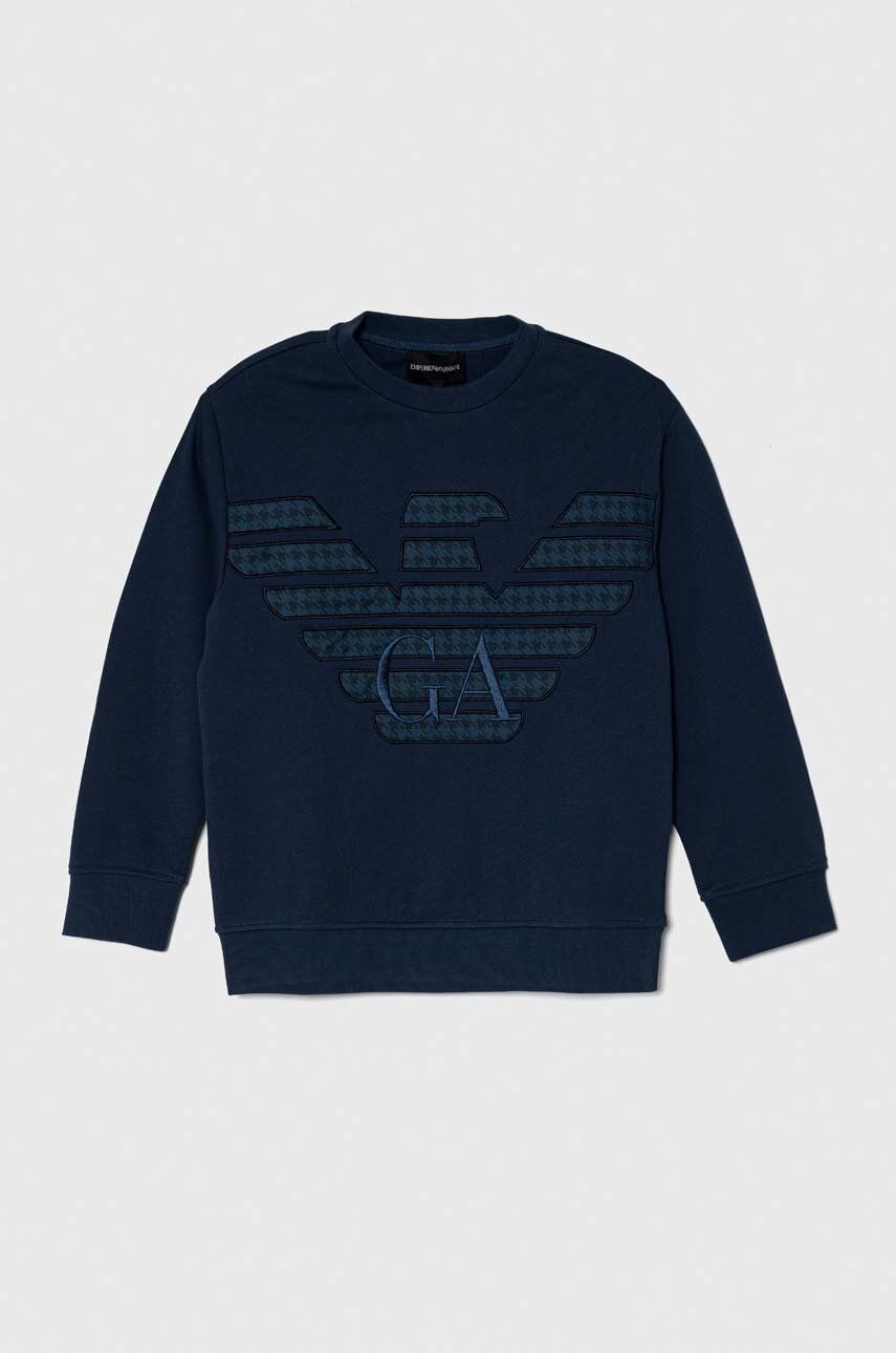 Detská bavlnená mikina Emporio Armani s nášivkou