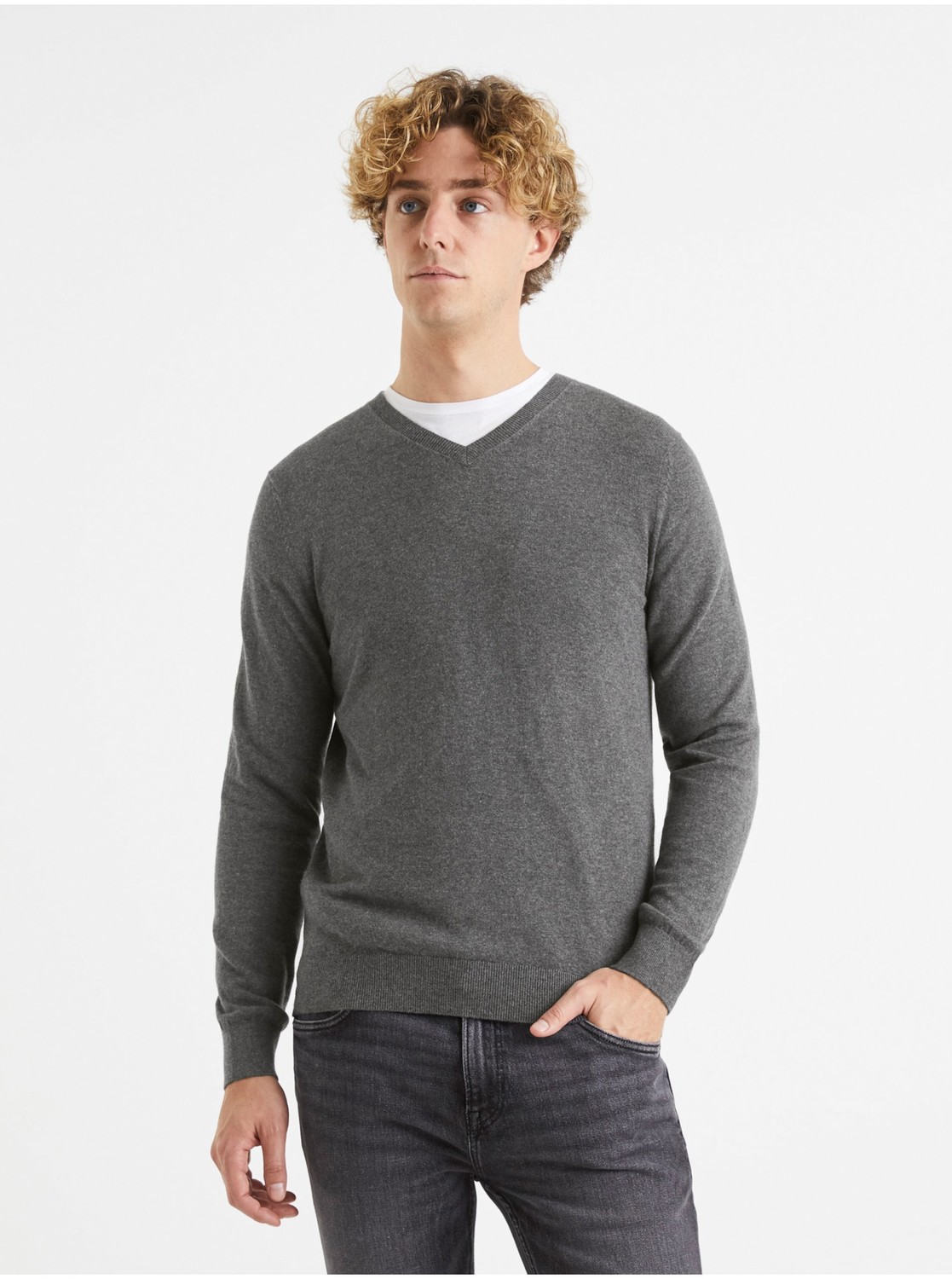 Šedý sveter Celio Veviflex
