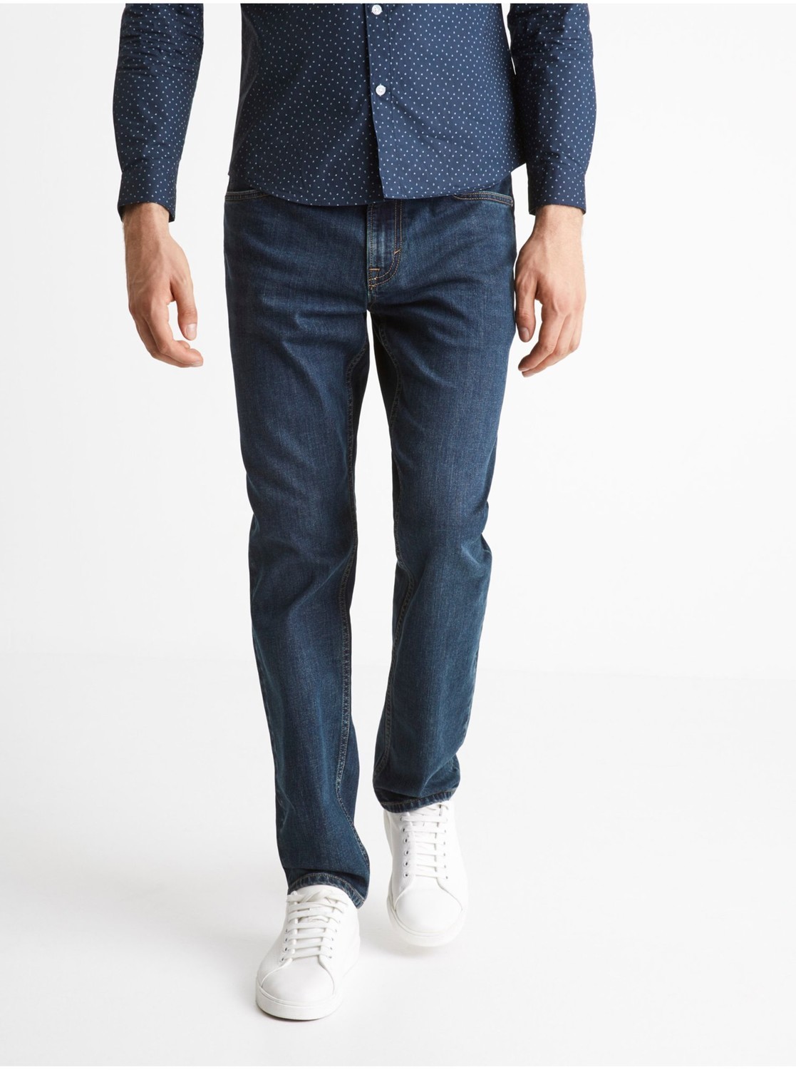 Modré pánske straight fit rifle Celio C15 Coblue15