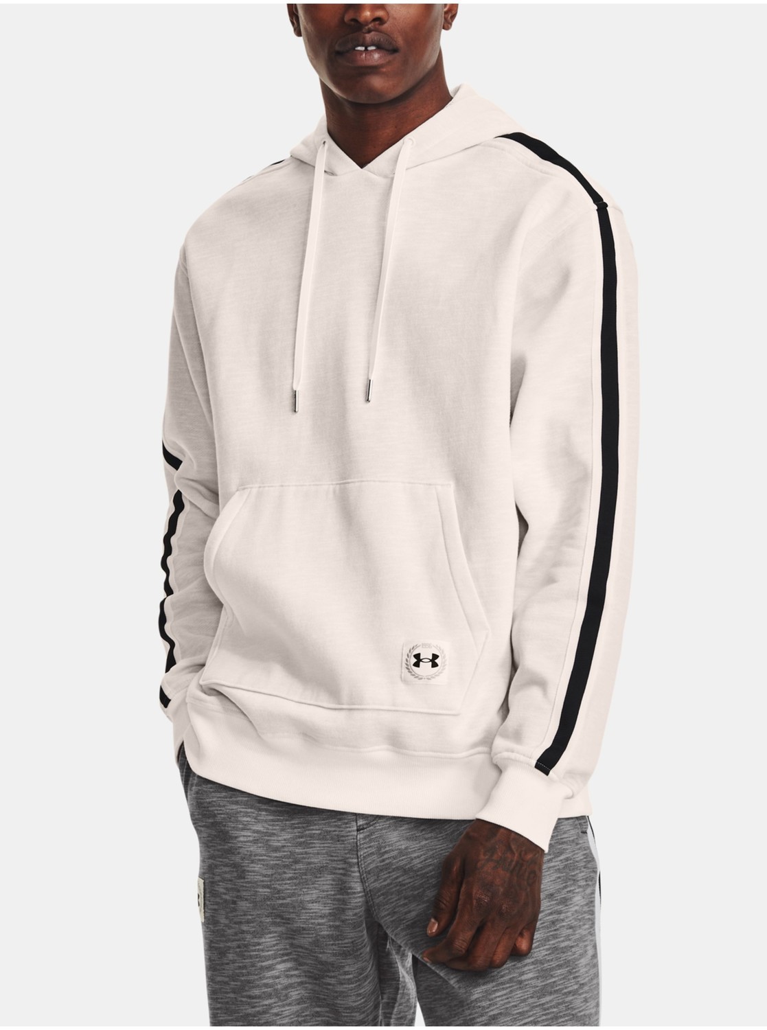 Biela pánska mikina Under Armour UA Essential Heritage Flc HD
