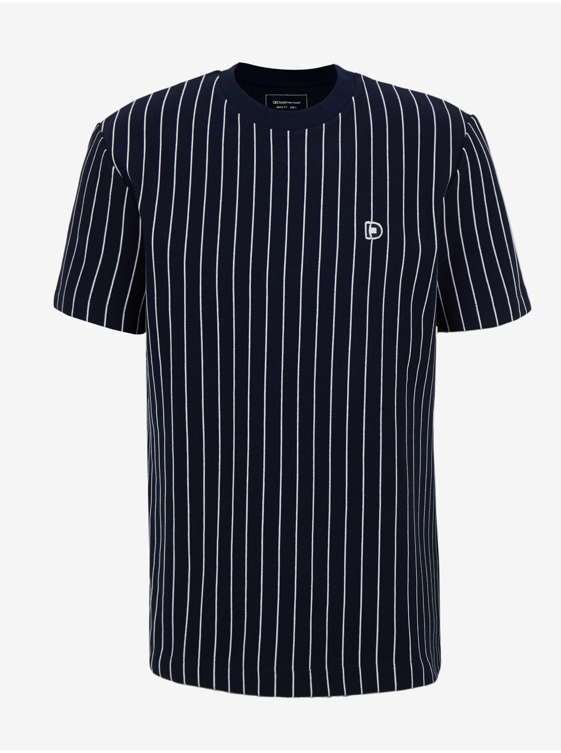 Tmavomodré pánske pruhované tričko Tom Tailor Denim