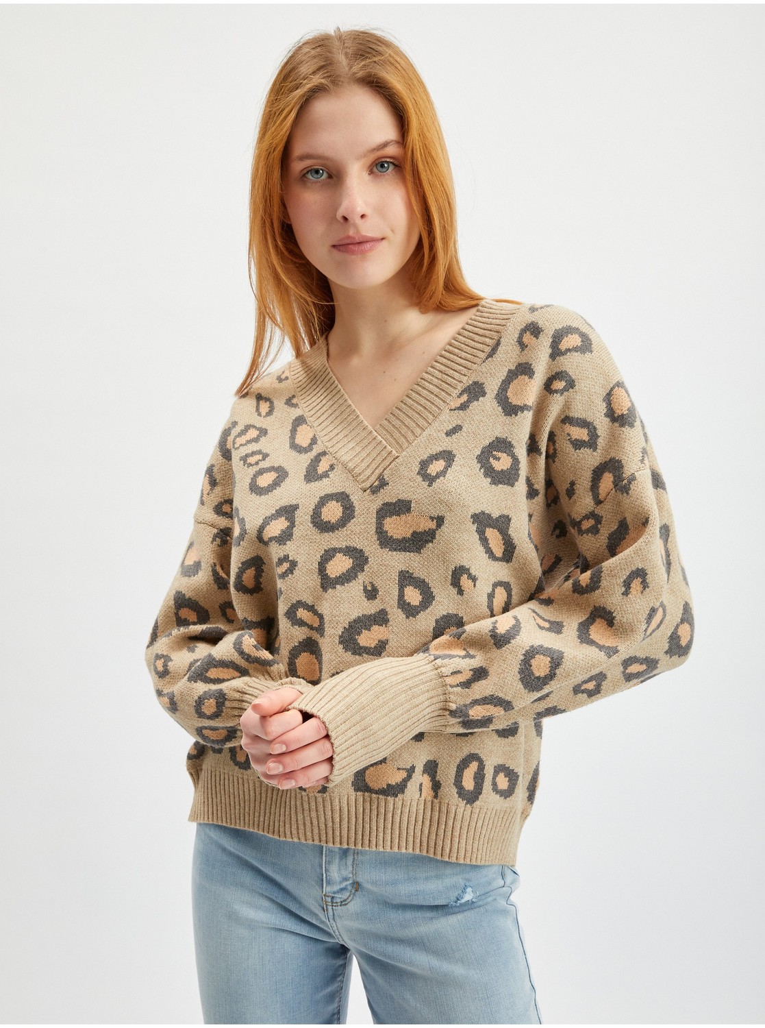 Svetlo hnedý dámsky vzorovaný sveter ORSAY